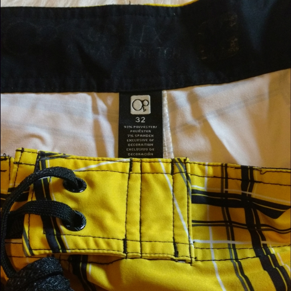 OP Yellow & Navy Plaid Swim Shorts - Picture 6 of 6